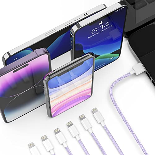 [Apple MFI certificirano] 6-pak [3/3/6/6/6 / 10ft] iPhone punjač najlonski pleteni USB munjački kabel Brzi punjenje iPhone Cord kompatibilni