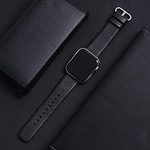 Fullmosa kompatibilna koža Apple Watch Band 38mm 40mm 41mm Crna i kompatibilna nadograđena verzija nehrđajućeg čelika Apple Watch