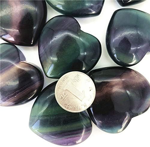 Qiaononi ZD1226 1pcs Prirodni šareni fluoritni kvarcni kristalno izlječenje srca u obliku srca ukras Prirodni kamenje i minerali srušeni