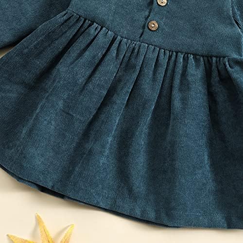 Mainesaka Toddler Baby Girl Fall haljina Djeca Corduroy s dugim rukavima Ruffless A-line haljina zimska odjeća od suknje