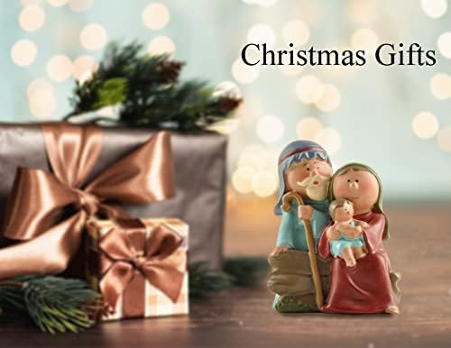 Minijaturna prirodna figurica - Joseph sa Mary Holding Novom rođenom Isusom, Božićne porodice Figuriner, 2,48 inča