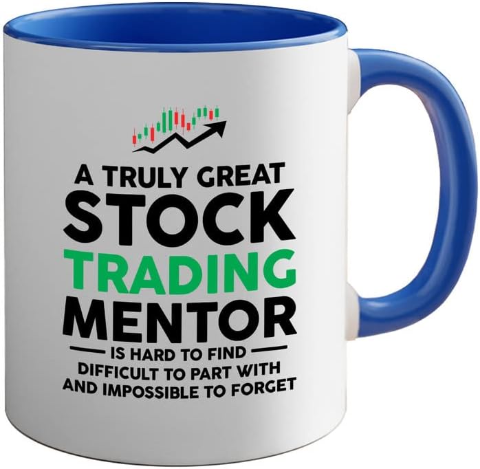 Flairy Land Stock Trader dva tona plava šolja za kafu 11oz-Mentor za trgovanje dionicama jer-smiješna berza kriptovaluta Rođendanska konsultantska kompanija Profit