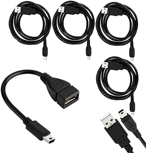 Saitek IT 1 Pack Mini USB 2.0 OTG CABLE Bundle sa 4 paketom USB 2.0 A do mini 5 pin B kabla za vanjske HDD-ove / kamere / Kartice / MP3 uređaj -Black