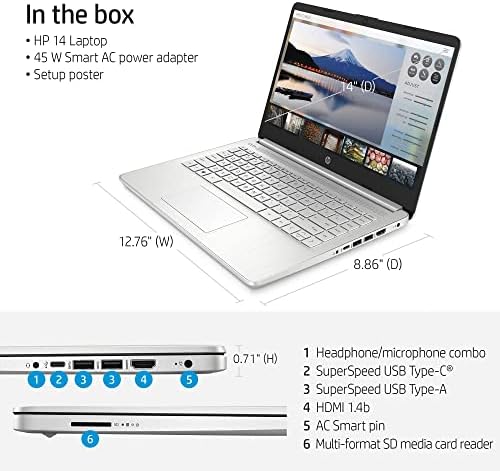 HP Pavilion Laptop, 14in FHD IPS nontouch ekran, AMD Ryzen 3 3250U, 8GB RAM-a, 128GB SSD, Thin & amp; prijenosni, Micro-Edge & ekran