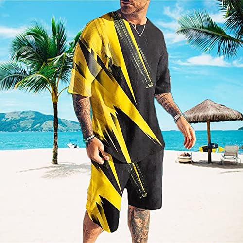 Bmisegm Summer velike i visoke majice za muškarce brzo sušenje 3d kratki rukav odijelo kratke hlače plaža Tropical HawaiianSS tijelo