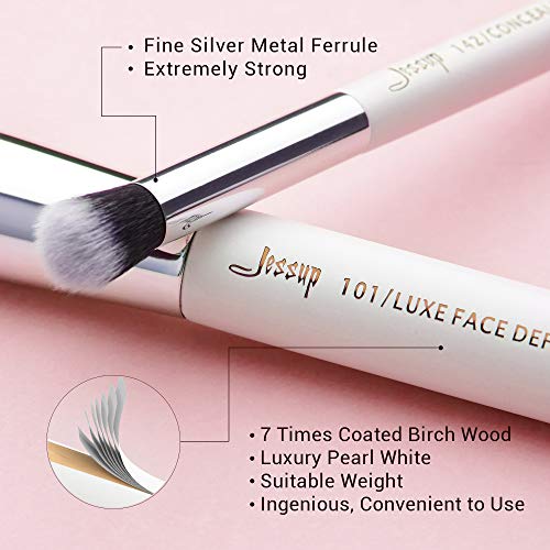 Jessup 25pcs Professional set četkica za šminku bijela / srebrna sa četkicama za čišćenje makeup čišćenja A006