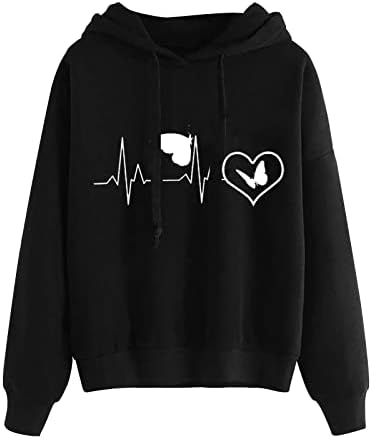 Mtsdjskf slatke dukserice za žene EKG Print Dugi rukav Casual Crewneck pulover Shirt loose Fit duks sa kapuljačom