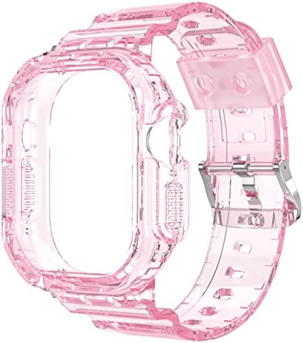 Clear Watch Band Kompatibilan je za Apple Gleda Ultra ultra 49mm Jelly Crystal Robusni kasu za branik TPU prozirna sportska zaštitna futrola za iWATCH Ultra 49 mm s bendom