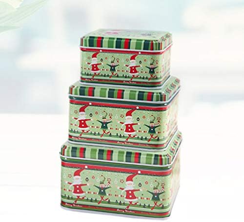 Happyyami 3kom Tinplate prazne limenke Božić bombona kutija kolačić poklon kontejner Božić keks kutija za pohranu Božić Favors kutija za Božić odmor Party ukras zalihe