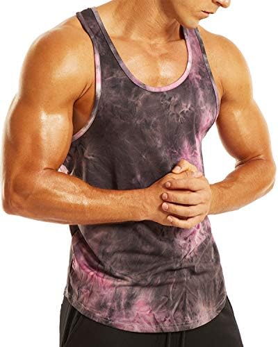 ROWILUX Muška Vježba Tie Dye Tank Tops brzo sušenje meka teretana bodybuilding Stringer rukav bez rukava