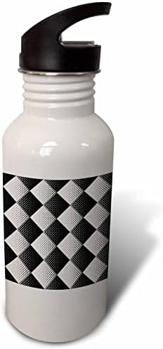 3Droza crno-bijeli apstraktni bešavni uzorak geometrijske tačke. - boce za vodu