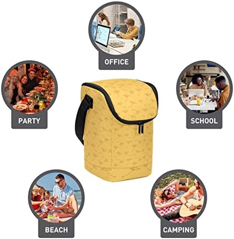 Torbe za ručak za žene i muškarce, izolovana žuta semena maslačka torba za ručak sa podesivom naramenicom za školu, posao, piknik,