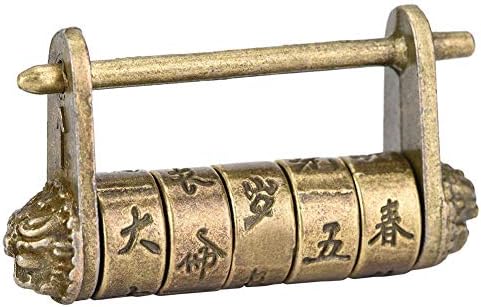 Vintage Kineska karaktera Kombinacija Lozinka Lock, 50x27mm Zink Legura Antique katanac za poklopac nakita Drveni ormar poklon, bronza