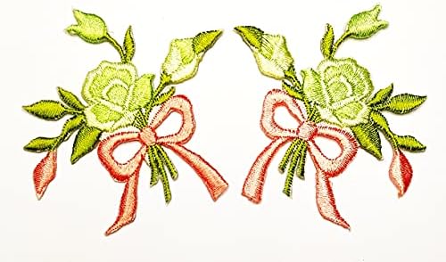 1 par ružičarski cvijet crtani gvožđe na flasterima Aktivnosti Vezeni logotinje Jeans Jackets šeširi ruksake Košulje Pribor DIYY kostime umjetnosti Naljepnice Prekrasne zelene ruže