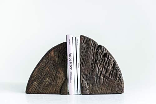 Creative Co-Op Found Wood Wheel Cog Bookends, Brown