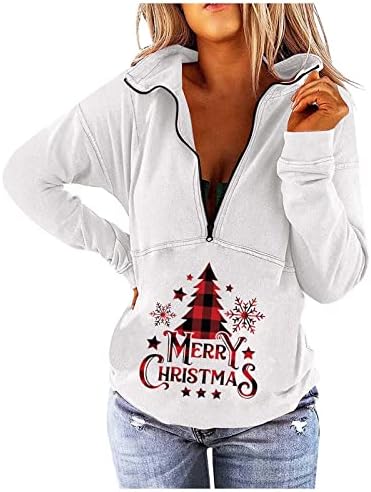 JJHAEVDY ženski Božićni Dugi rukav 1/4 ovratnik sa patentnim zatvaračem ramena preveliki Slouchy Duks pulover džemper