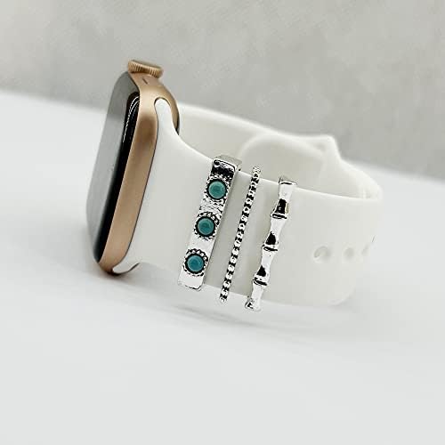 Tomcrazy 4pcs / Set Watch Band Charms kompatibilan sa Apple Watch serijom 8 7 6 5 4 ultra se serije 49mm 45mm 41mm kaiševi, vintage simulirani tirkizni satovi ukrasni prsten za fitbit chock 5 pro 4 40mm 44mm kaiševi