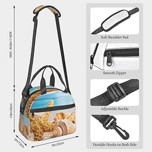 Plaže zvijezde školjke torbe za ručak za žene muškarci izolirani ručak torba za ručak za ponovno hlađenje ručak kutija za ručak sa bočnim džepovima i naramenom kaiševima