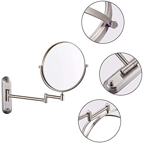 Onemtb zidno ogledalo za šminkanje, 8-inčno mesingano dvostrano ogledalo za brijanje sa uvećanjem, kozmetičko toaletno ogledalo koje se može produžiti za 360°, hrom,5x