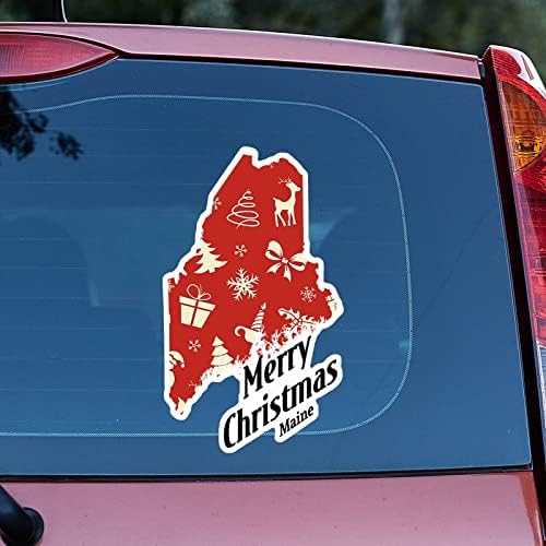 Maine Početna stranica Božićne naljepnice Merrry Božić Maine Karta Car Decal Božićni ukras Prozor naljepnica Vinil Decal Die Cut Decks