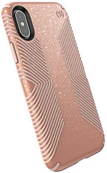 Speck Proizvodi Presidio Grip + Glitter iPhone XS / iPhone X Case, Bella Pink sa zlatnim sjajem / Dahlia breskva