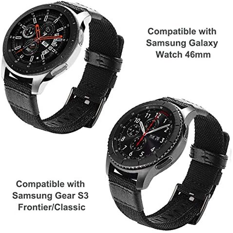 Maxjoy Galaxy Watch 46mm / Galaxy Watch 3 45mm opseg, brzina S3 granica Klasična najlonska opsega, 22 mm Brzo puštanje Zamjenski remen Veliki sportski ručni pojas Kompatibilan Samsung Gear S3 pametni sat, crni