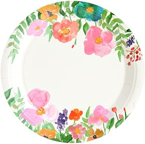 Akvarelne potrepštine za čajanke od 144 komada sa ružičastim cvjetnim papirnim tanjirima, salvetama, šoljicama i priborom za jelo,