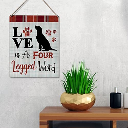 Lover za pse Poklon Poklon Farmhouse Love je četveronožna riječ Drveni viseći znak ploče Moderni zidni umjetnički dekor za uređenje