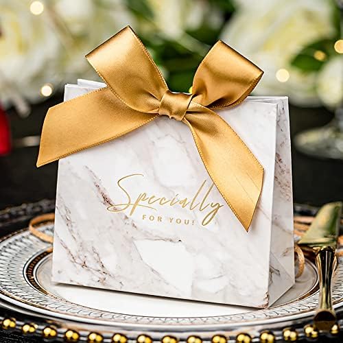 Yoption 50kom mramornih kutija za vjenčanje, Vintage vjenčane kutije za slatkiše torbe čokoladne poslastice poklon kutije sa vrpcama za vjenčanje svadbeni tuš dekoracija za rođendansku zabavu