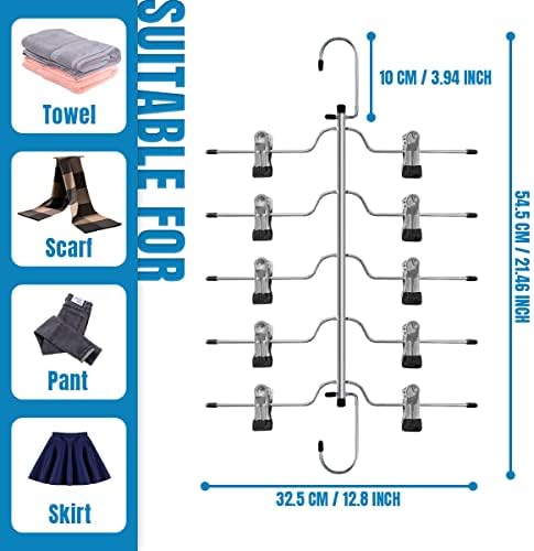 3 pakovanje vješalica za suknje uštedu prostora 5 razine metalne suknje sa isječcima, izdržljive haljine hlača za hlače u teškim hlačama