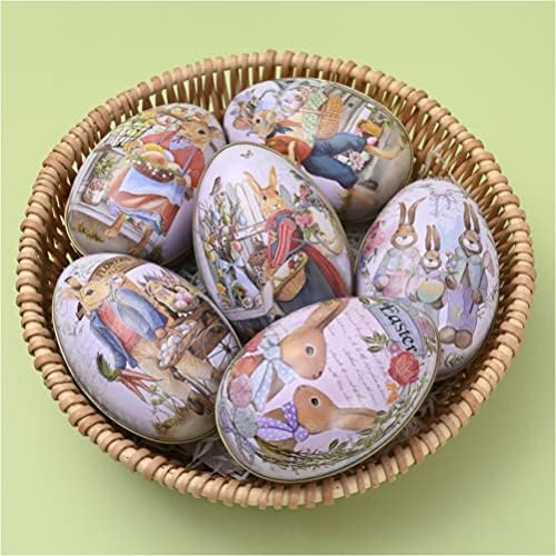 Hemoton okrugla poklon kutija 6pcs uskršnja jaja bombona za uskrsnu jajetshell limenka za jajet prazan metal uskršne jaje poklon liječenje