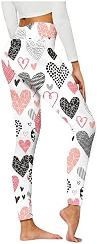Ženske valentine dnevne gamaše visokog struka podizanja joge hlače srca tiskano meko rastezanje sportskih tajica za žene