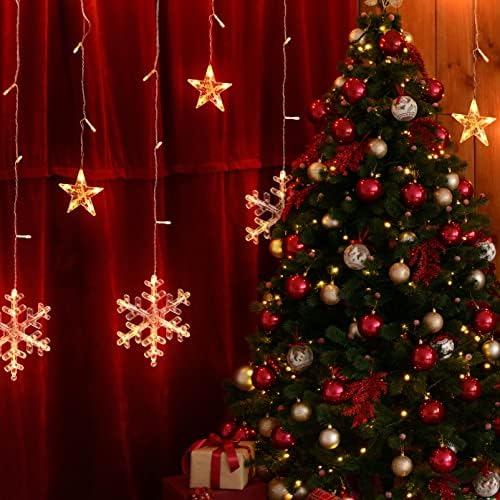 OSALADI Božić prozor zavjese Light Snowflake zavjese žičana svjetla, zvijezda zavjese svjetlo Božić Fairy niz Twinkle svjetlo za Božić