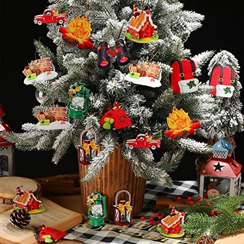 27 komada kampiranje božićno stablo ukras drvenih sretnih kampera ukras vintage rv campfire torba za kamione Hanset ornament za ukrašavanje božićnog stabla, 9 stilova