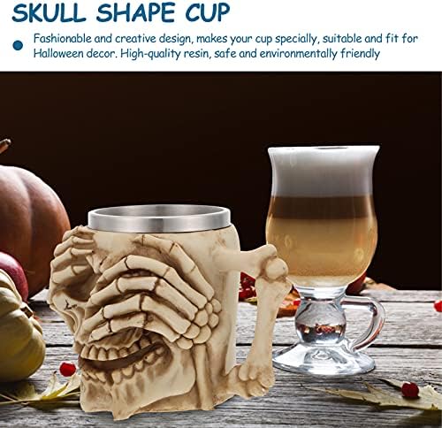 Doitool Halloween lobanja za piće, nehrđajuća čelika lobanja za viking pijenje, kostur smola za pivo Stein Cugr Tankd šalica za kavu
