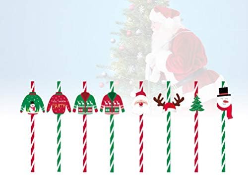 Doitool 36 kom Božić papir slamke za jednokratnu upotrebu slamke za piće Eco - Friendly i razgradivi Straw slamke Božić Party Holiday
