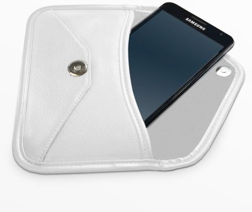 Boxwave Case kompatibilan s Umidigi A3 Pro - Elite kožna glasnik torbica, sintetički kožni poklopac koverta za kovertu za Umidigi A3 Pro - bjelokosti bijeli
