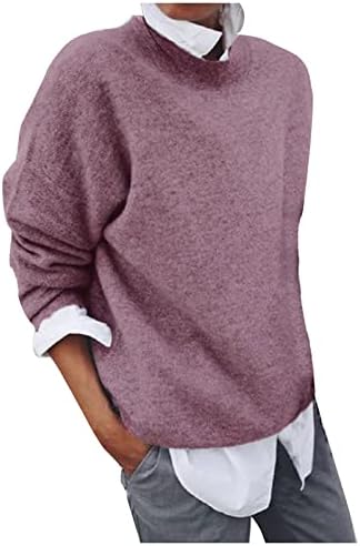 Ženske zimske vrhove dugih rukava odmorna puna boja džemper vrhunska bluza lažna dvostruka džemper gornja odjeća