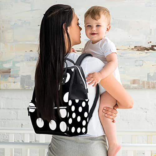 Bijele polka točkice na bag košulja za crnu pelenu Baby Nappy Promjena torbe s više funkcija VELIKA KAPACITET putna torba