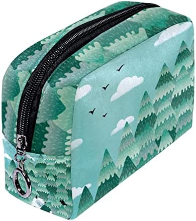 Tbouobt kozmetičke vrećice za žene, torba za šminku TOAT toaletna torba Organizator, crtani zeleni šuma životinja ptica ljupki uzorak