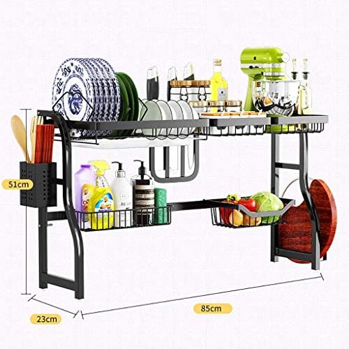 Kuyt stalak za suđe, preko sudopera za sušenje sušenja, crnim kuhinjskim odvodom za odvod tabela odvodnik Organizator 85 * 23 * 51cm