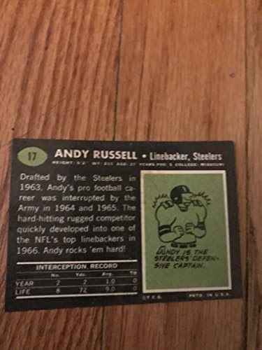 11969 NFL TOPPS Fudbal Andy Russell Card # 17 Pittsburgh Steelers Pro Bowler!