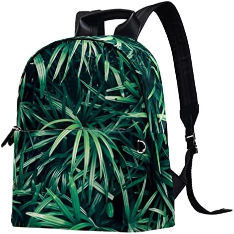 Tbouobt kožni ruksak za putovanja Lagani laptop Ležerni ruksak za žene Muškarci, Zeleni tropski listovi