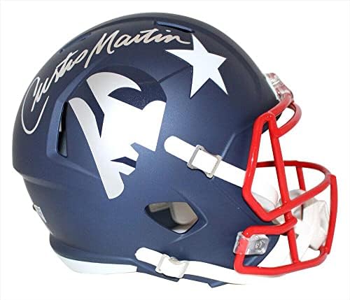 Curtis Martin sa autogramom New England Patriots F / S amp speed Helmet PSA 32454-NFL Helmets sa autogramom