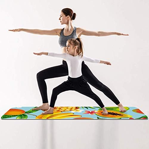 Unicey debela neklizajuća Vježba & amp; fitnes 1/4 prostirka za jogu sa voćnim zmajem Papaya Banana Blue Print za Yoga Pilates & Vježba