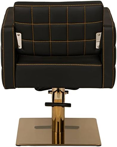 Buy-Rite Zara styling stolica za profesionalne frizere, kozmetičke salone i brijače, Zlatni šavovi, ravna četvrtasta Zlatna baza, Zlatni oslonac za noge i Zlatna pedala, YLG-192-zlato