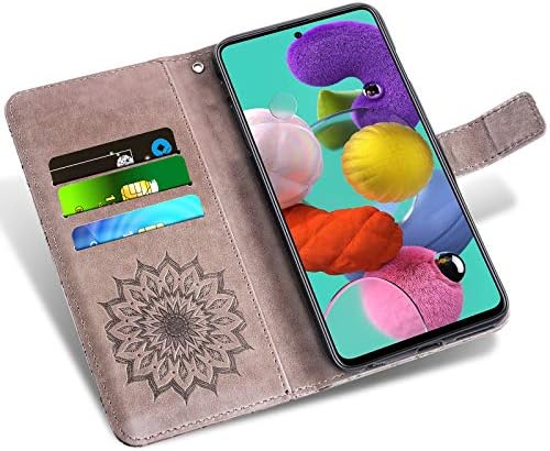 Futrola za telefon za Samsung Galaxy A51 4G futrole sa kaljenim staklom za zaštitu ekrana i kožnom preklopnom poklopcem držač kartice Stand Cell Accessories Glaxay A 51 Gaxaly M40S 51A A515F S51 Žene Muškarci siva