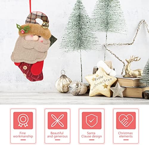 Veemoon 4 kom. Kamin D CANDY ukrasi snjegović za liječenje Privjesak Bell uzorak klasična dekoracija dekoracija čarapa crtani božićni