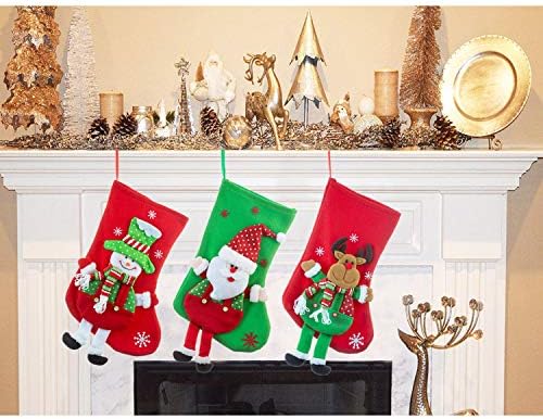Favonir Christen Felt Offer Tree Ornamenti 3 Pakovanje - 14-inčni praznični dekor - Santa, Snowman i dizajni znakova za jelenje -
