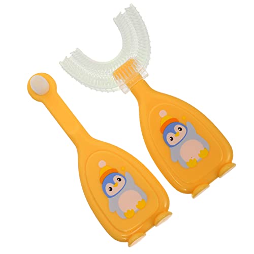 Djeca u obliku četkica za zube četkica za zube: 1 Postavite silikonski trening četkice za zube narančaste ručne četkice za zube za